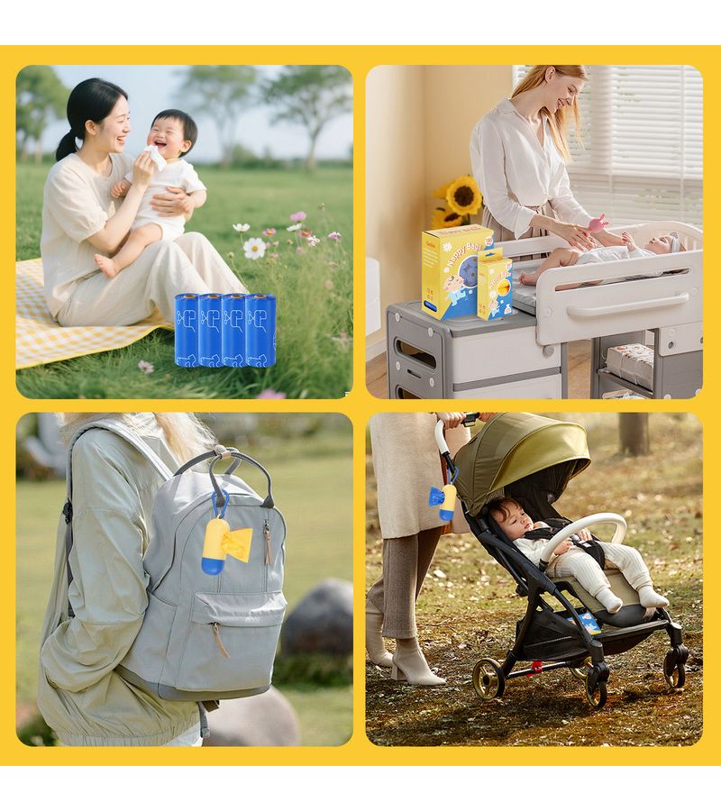 240 Yellow Pieces Disposable Diaper Waste Bags With Long Dispenser For On The Go Use - Image 4