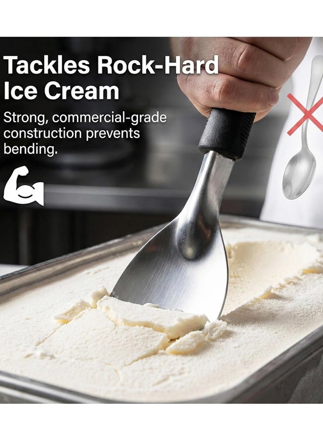 Stainless Steel Flat Ice Cream Spade Non-slip Handle Easy Scooping Scooper - Image 4