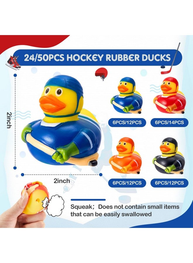 Deekin 50 Pcs Hockey Rubber Duck Sports Theme Toys Bath Floating Toy for Birthday Party Bathtub Pool Decorations - Image 2