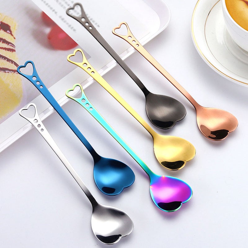 🍳 ملاعق على شكل قلب من الفولاذ المقاوم للصدأ مع مقابض مريحة للطعام الأنيق - Image 3