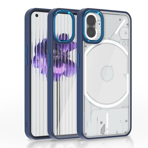 Pikkme Back Cover | Electroplated Crome Metal Ring | Full Camera Protection | Raised Edges | Super Soft Side TPU | Bumper Case for Nothing Phone 1 (Dark Blue) - Image 1