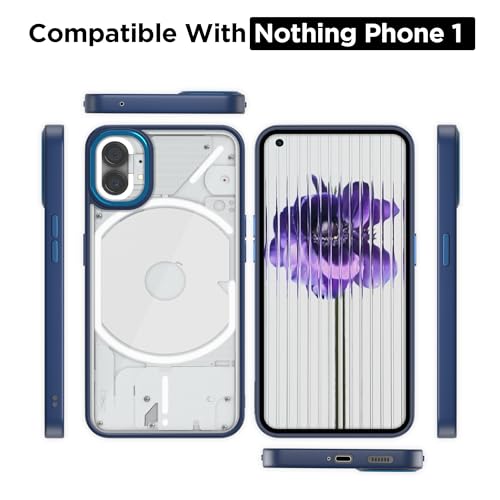 Pikkme Back Cover | Electroplated Crome Metal Ring | Full Camera Protection | Raised Edges | Super Soft Side TPU | Bumper Case for Nothing Phone 1 (Dark Blue) - Image 3