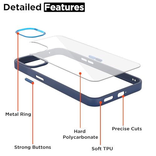 Pikkme Back Cover | Electroplated Crome Metal Ring | Full Camera Protection | Raised Edges | Super Soft Side TPU | Bumper Case for Nothing Phone 1 (Dark Blue) - Image 4