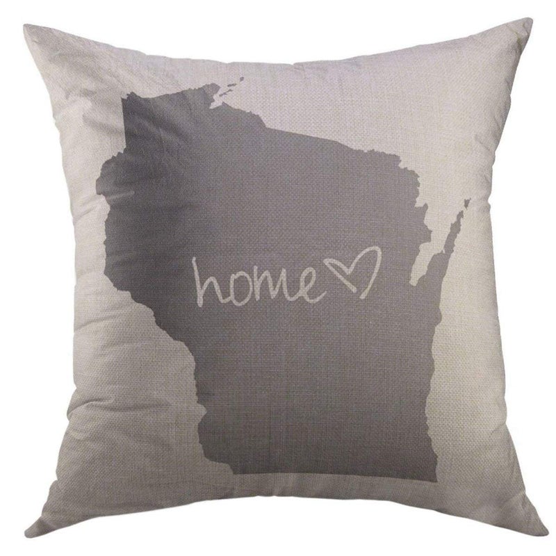 Mugod Decorative Throw Pillow Cover for Couch SofaHome 3 Wisconsin Home Decor Pillow Case 18x18 Inch