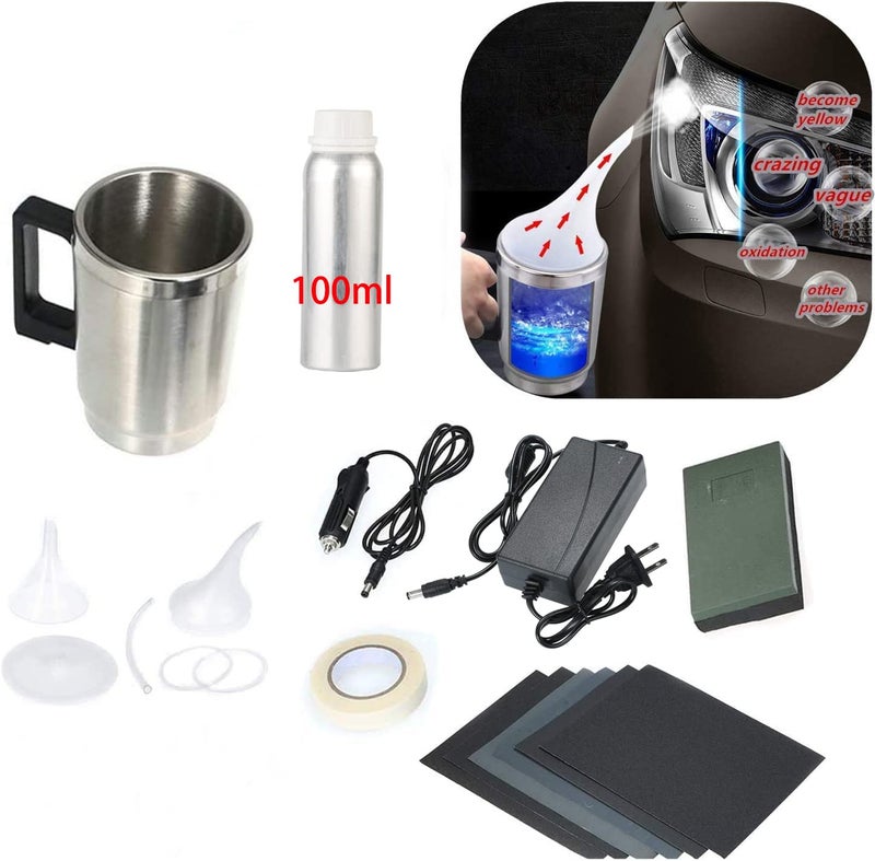 Headlight Restoration Kit Car Headlight Glass Scratch Renovation Tool Automobile Headlight Lens Polish Repair Tool with UV Block Coat to Remove Yellowing Haze Oxidation for Taillights Foglights