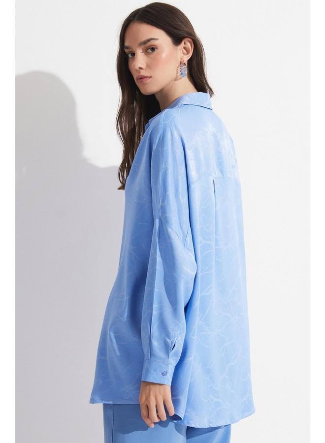 جون قميص نسائي واسع من الفيسكوز بلون أزرق فاتح - Image 5