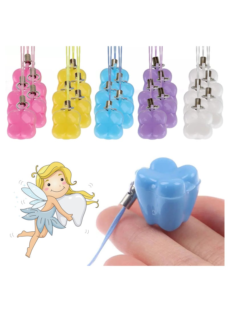 Zikra 50 PCS Tooth Holders for Kids Keepsake, Multicolor Plastic Tooth Necklace for Lost Teeth Tooth Cases for Milk Tooth Baby Tooth Boxes for Lost Teeth for Kids - Image 1