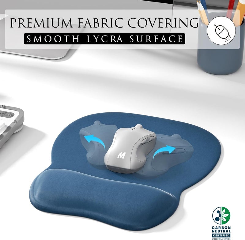 MROCO Ergonomic Mouse Pad with Gel Wrist Support, Comfortable Mousepad with Smooth Wrist Rest Surface and Non-Slip PU Base for Pain Relief, Computer, Laptop, Office & Home, 9.4 x 8.1 in, Navy Blue - Image 2