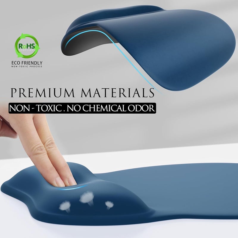 MROCO Ergonomic Mouse Pad with Gel Wrist Support, Comfortable Mousepad with Smooth Wrist Rest Surface and Non-Slip PU Base for Pain Relief, Computer, Laptop, Office & Home, 9.4 x 8.1 in, Navy Blue - Image 3