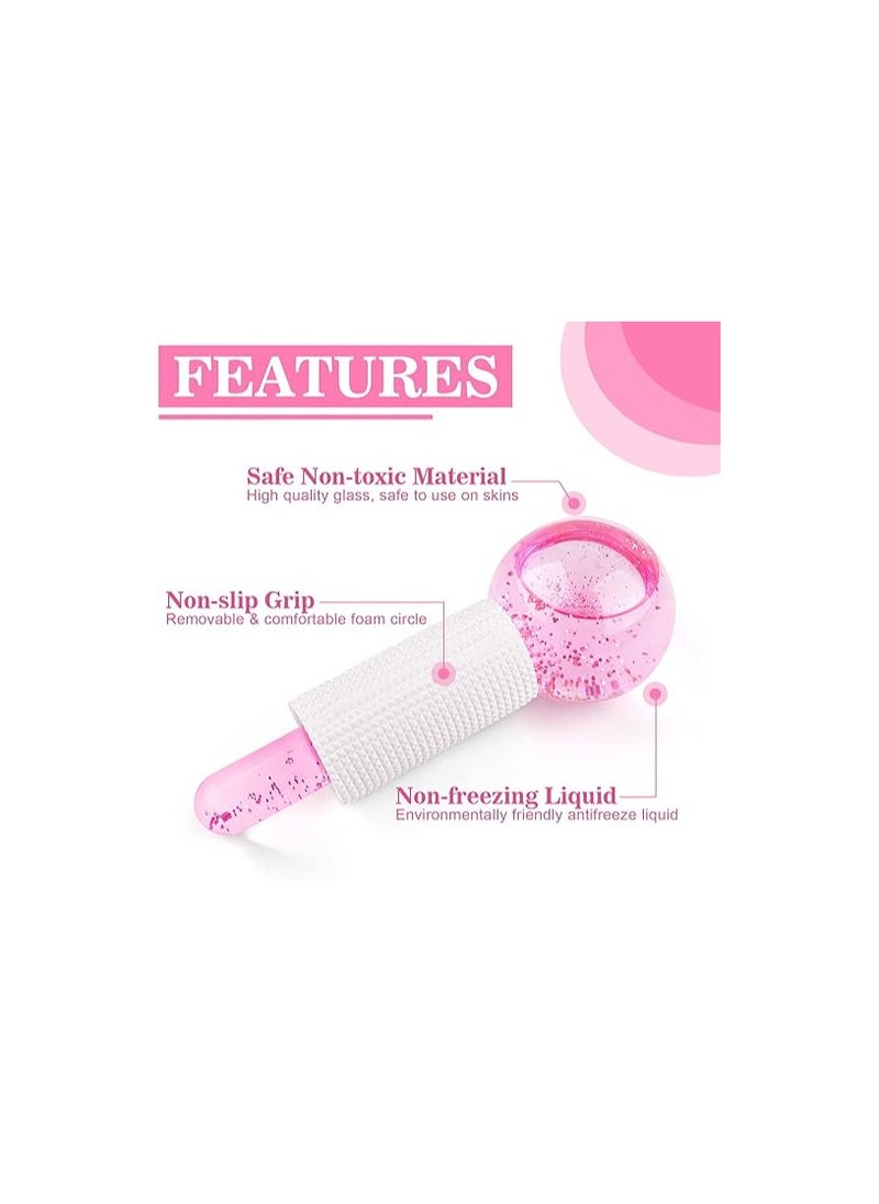 Generic Ice Balls Facial Massage Ball for Puffiness and Eye Relief by Kao Cold Massage Tools for Skin Care and Beauty Routine Reduce Pores Dark Circles Improve Blood Circulation Skin Tightening - Pink Pink Corded  - Image 2