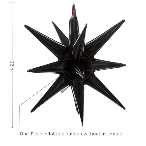 BBPOOL 6 Pcs Black Star Balloons22 Inch Black Starburst Balloons Star Foil Mylar Balloons for Birthday Party Wedding Christmas Anniversary Graduation Decorations - Image 5
