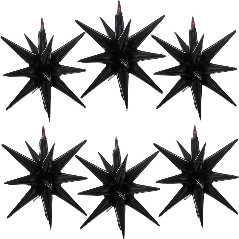 BBPOOL 6 Pcs Black Star Balloons22 Inch Black Starburst Balloons Star Foil Mylar Balloons for Birthday Party Wedding Christmas Anniversary Graduation Decorations - Image 3