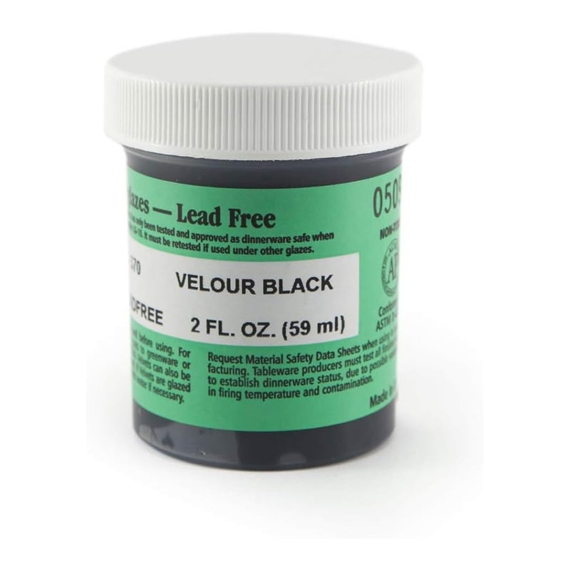 AMACO Velvet V370 Velour Black Underglaze 2 oz 59 mL Cone 0510 V Intermixable Underglaze for Bisque and WetUnfired Clay