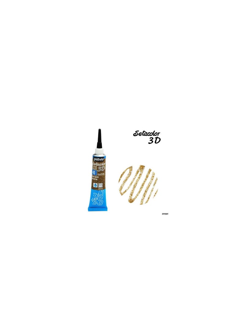 Pebeo - Pebeo Setacolor 3D Fabric Paint Glitter Effect 20 ml Rich Gold - Image 1