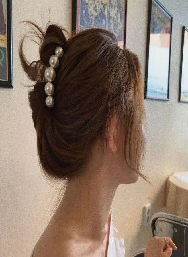 ccHuDE 3 Pcs Faux Pearl Hair Claw Clips - Small Pearl Jaw Hair Clips - Strong Hold Hair Clips - Image 4