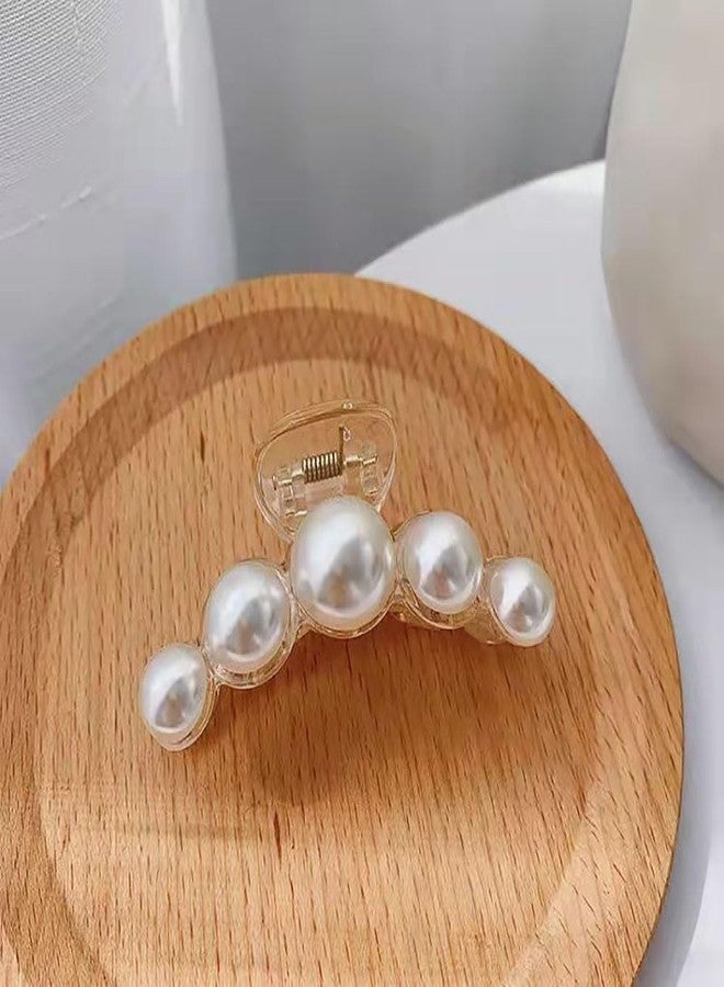 ccHuDE 3 Pcs Faux Pearl Hair Claw Clips - Small Pearl Jaw Hair Clips - Strong Hold Hair Clips - Image 3