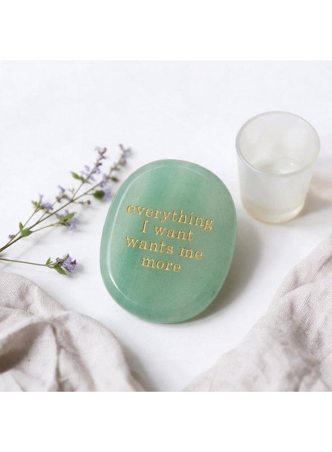 Engraved Affirmation Palm Worry Stone, Natural Pocket Crystal 45×35×6mm - Image 4