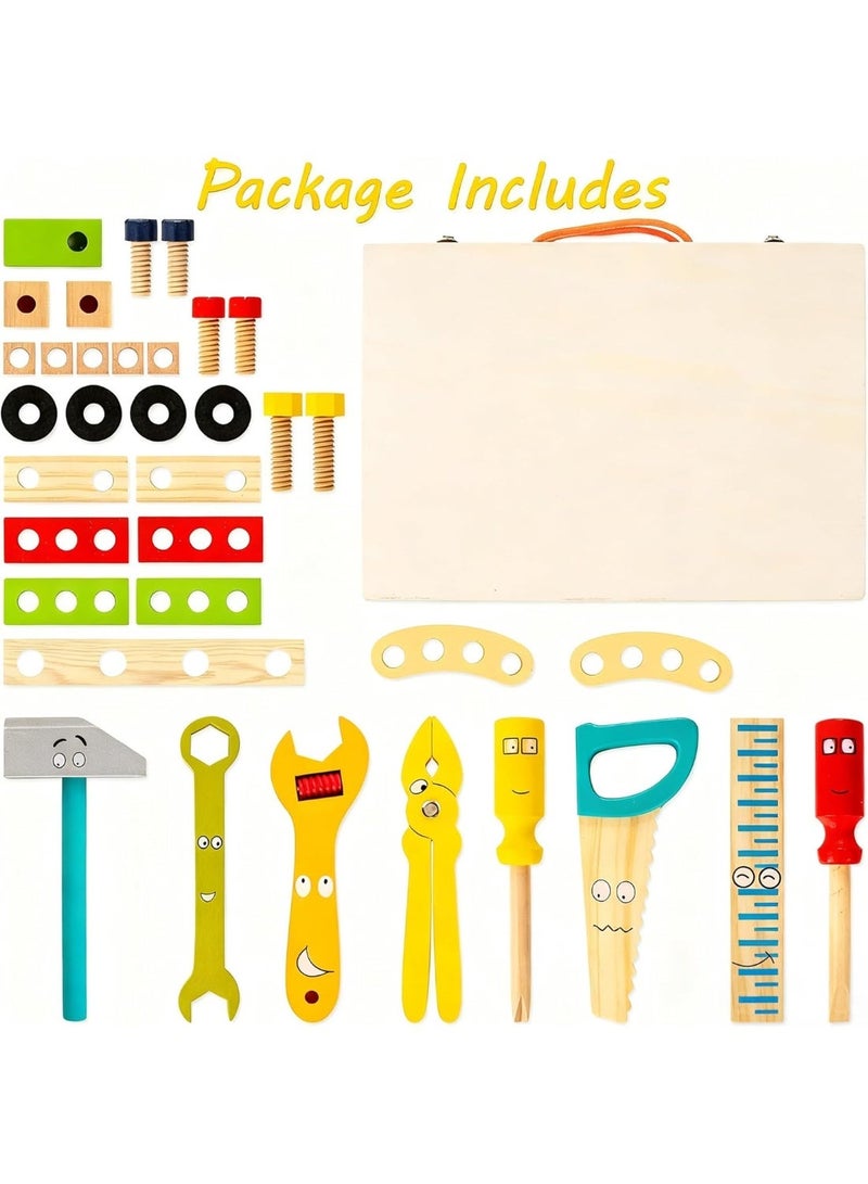 ARGT Wooden Tool Kit for Kids | 33PCS Educational Construction Toy Set with Toolbox, Pretend Play Building Tools for Boys and Girls - Image 2