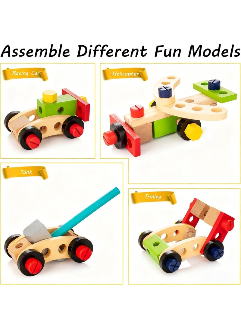 ARGT Wooden Tool Kit for Kids | 33PCS Educational Construction Toy Set with Toolbox, Pretend Play Building Tools for Boys and Girls - Image 4