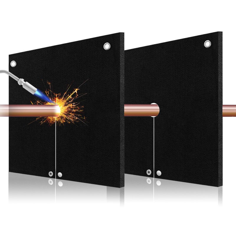 HVAC Tools Welding Blanket Fireproof 15in5mm Opening Shape Soldering Blanket 2 Packs Brazing Heat Shield for Torch Flame Protector Welding Pad for Plumbing Solder Plumbers HVAC Torch Protector