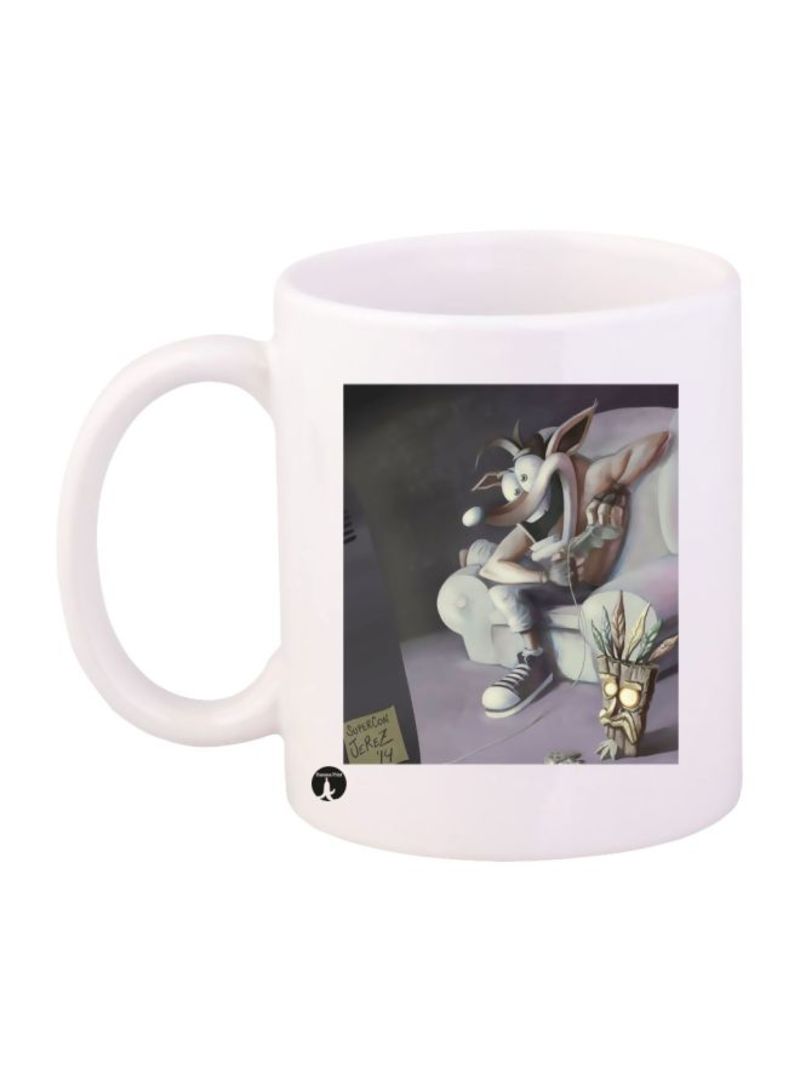 Crash Video Game Printed Mug White/Beige/Black Standard Size
