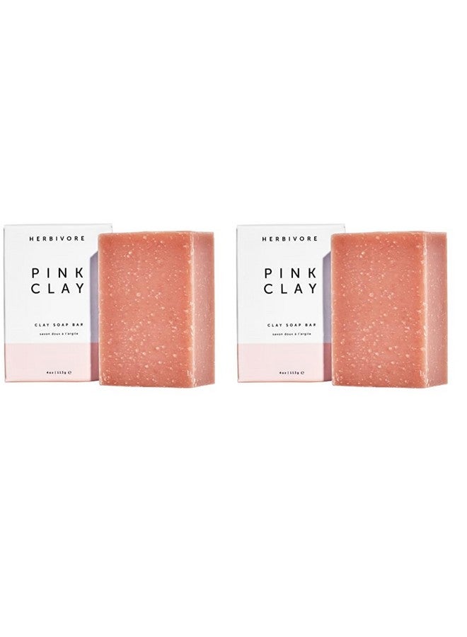 HERBIVORE Pink Clay Gentle Cleansing Bar Soap for Face & Body with French Pink Clay Rejuvenates, Suitable for All Skin Types, Vegan, 4 oz (2 Pack) - Image 1