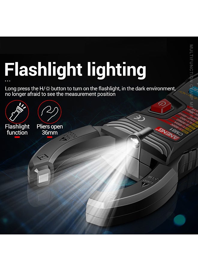 CM81 Smart AC Clamp Meter Clamp Type Multimeter 6000 Counts Auto Range Voltmeter 600A Ammeter Resistance Meter with Flashlight - pzsku/Z70416FFCABE97FABE2ECZ/45/_/1711704934/d32e0d85-be4f-4a79-8b7a-c33d4e39cb11