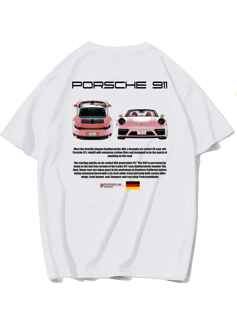 بي ار زد كولكشن Unisex Oversize Porsche 911 T-Shirt White