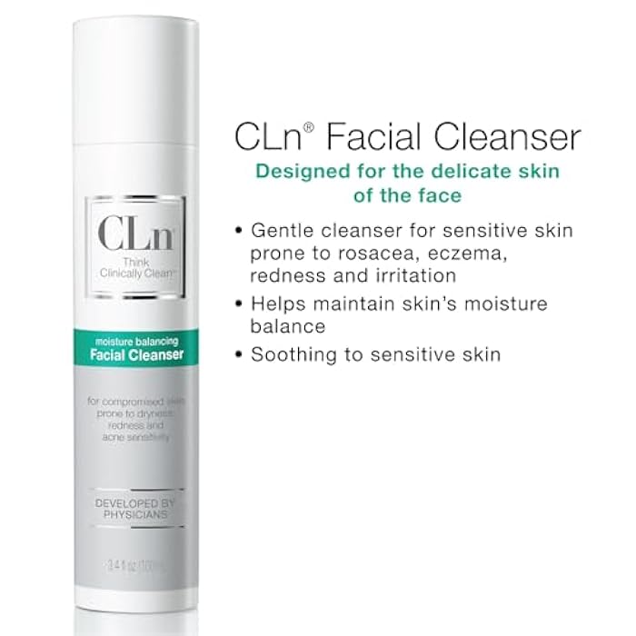 CLn® Facial Cleanser - Hydrating Facial Cleanser with Glycerin, For Skin Prone to Dryness, Eczema, Redness, Irritation & Acne Sensitivity, Fragrance-Free & Paraben-Free, 3.4 fl. oz. - Image 5