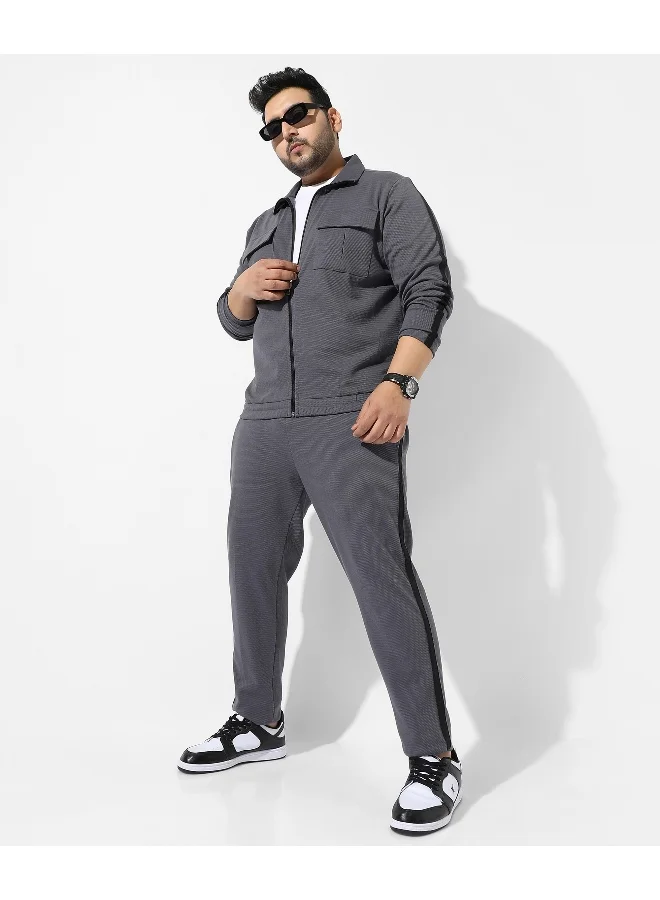 Instafab Plus Men's Solid Charcoal Grey Regular Fit Co-Ords Set