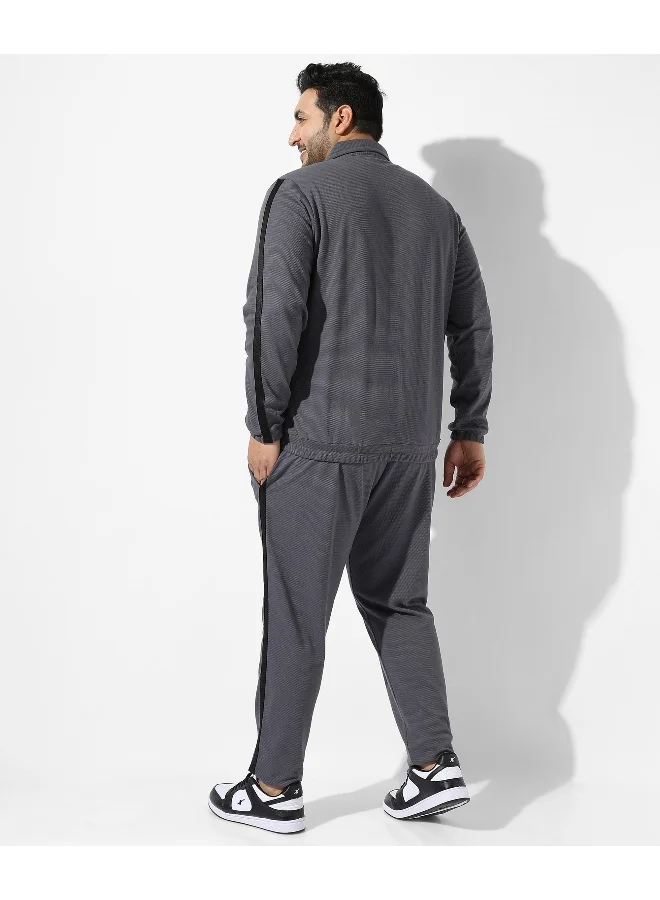 Instafab Plus Men's Solid Charcoal Grey Regular Fit Co-Ords Set