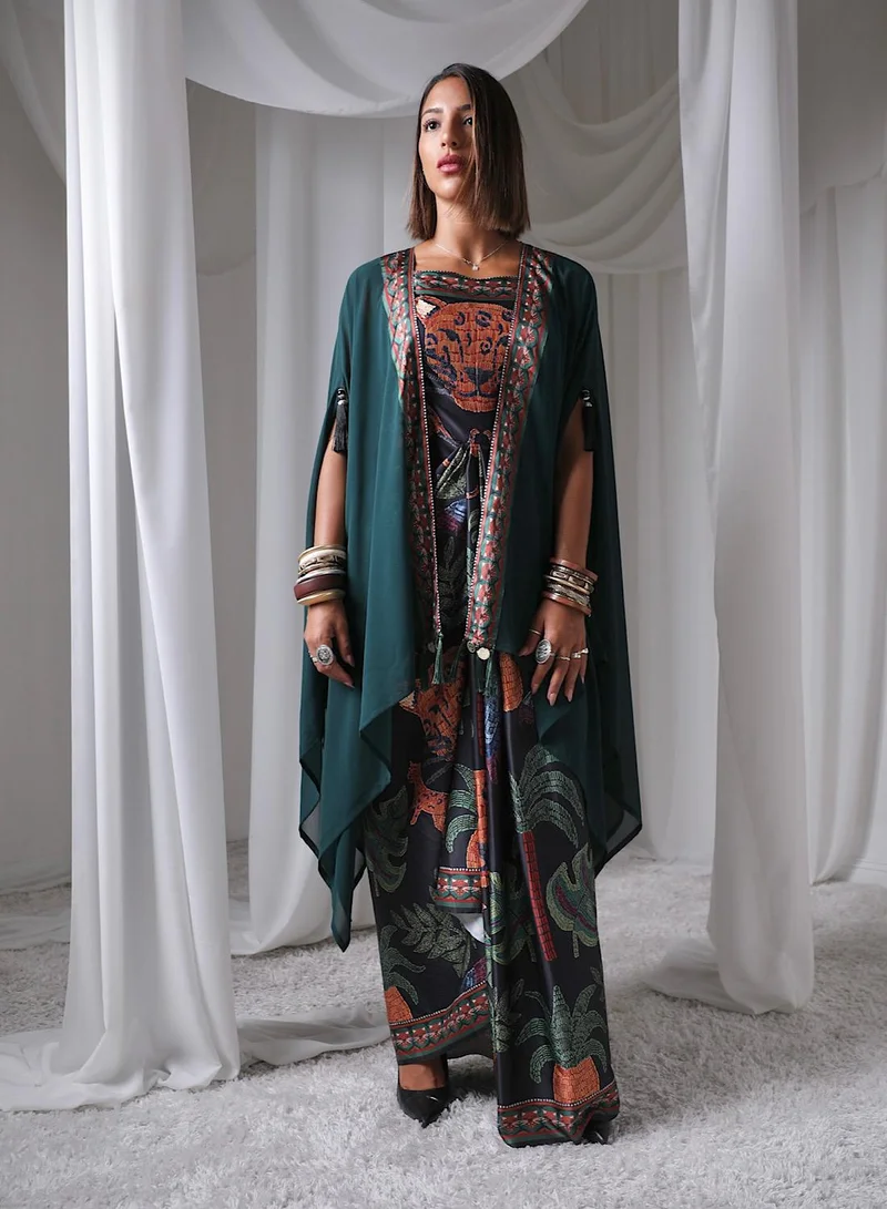 ECSTACY Pleated dress Cape set