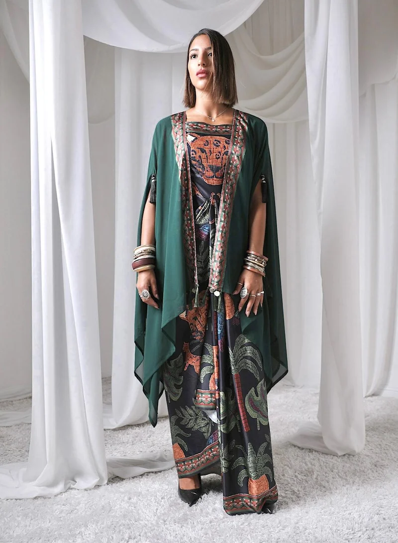 ECSTACY Pleated dress Cape set