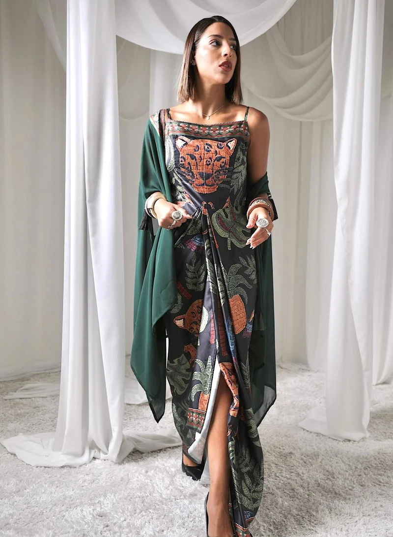 ECSTACY Pleated dress Cape set