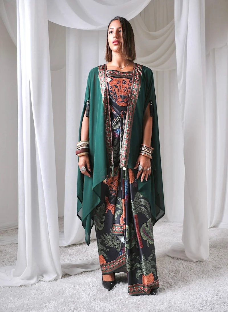 ECSTACY Pleated dress Cape set