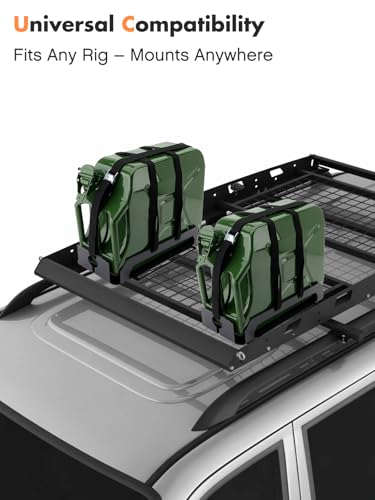 SPARKWHIZ Heavy-Duty Jerry Can Holder for Roof Rack – 5 Gallon Gas Can Carrier Mount with Webbed Strap, Universal Single Jerry Can Bracket for Off-Road, Overlanding Fuel Storage - Image 2