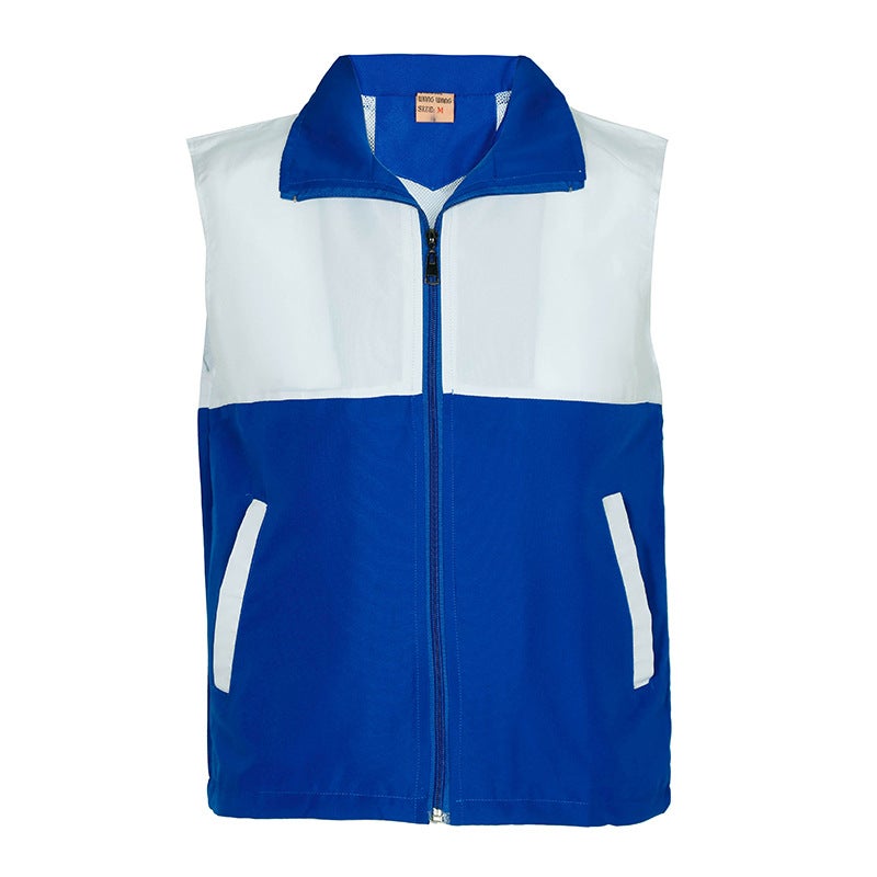 Spring and Summer Zipper Volunteer Vest Loose Elegant Commuting Comfortable Solid Color Cardigan Non-Hooded Advertising Vest Printing Color blue  - Image 1