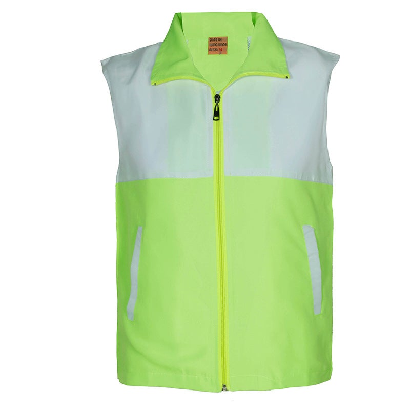 Spring and Summer Zipper Volunteer Vest Loose Elegant Commuting Comfortable Solid Color Cardigan Non-Hooded Advertising Vest Printing Color blue  - Image 5