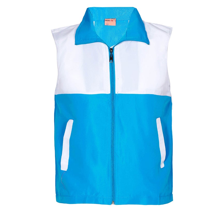 Spring and Summer Zipper Volunteer Vest Loose Elegant Commuting Comfortable Solid Color Cardigan Non-Hooded Advertising Vest Printing Color blue  - Image 2