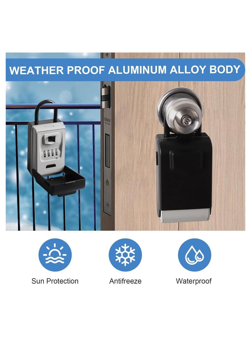 Key Safe with Shackle with LED Lighting, Key Lock Box Wall Mounted with 4-Digit Combination, Zinc Alloy Key Storage with Weatherproof Cover Key Lockbox Cabinet for Home Garage Office School - Image 3