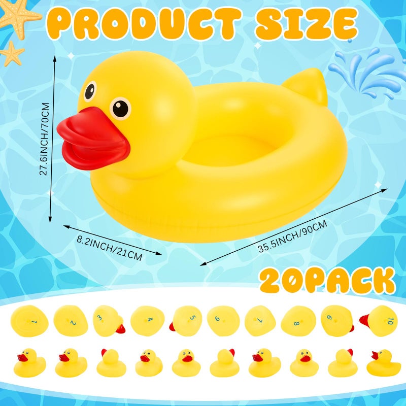 WinnerWhy Duck Matching Game Includes Inflatable Pool Pond and 20 Numbered Floating Rubber Ducks for Festival Carnival Water Outdoor Game, Pump Not Included - Image 2