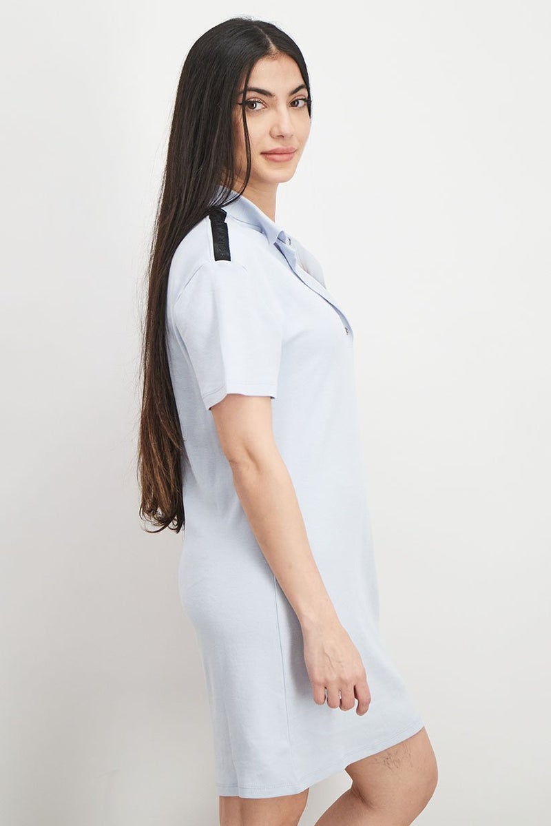 JOHN RICHMOND Women Plain Short Sleeve Shirt Dress, Cloud - Image 2