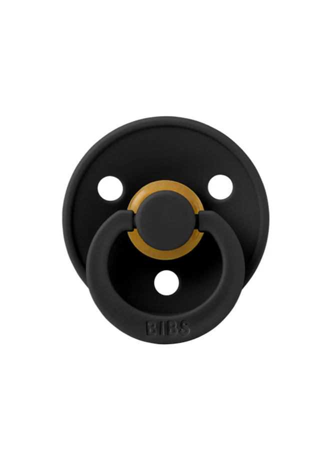 BIBS Pacifier, Colour Soother 1 Pack, Cherry Shaped Nipple, Bpa Free, Natural Rubber Dummy Pacifier, (Black, Size 1 (0 - 6 Months ))