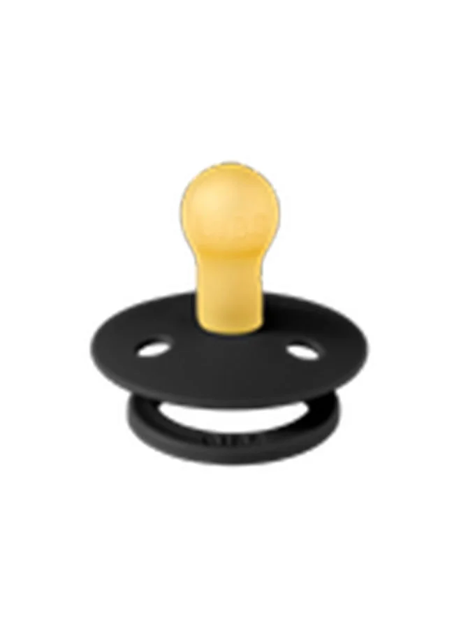 BIBS Pacifier, Colour Soother 1 Pack, Cherry Shaped Nipple, Bpa Free, Natural Rubber Dummy Pacifier, (Black, Size 1 (0 - 6 Months ))