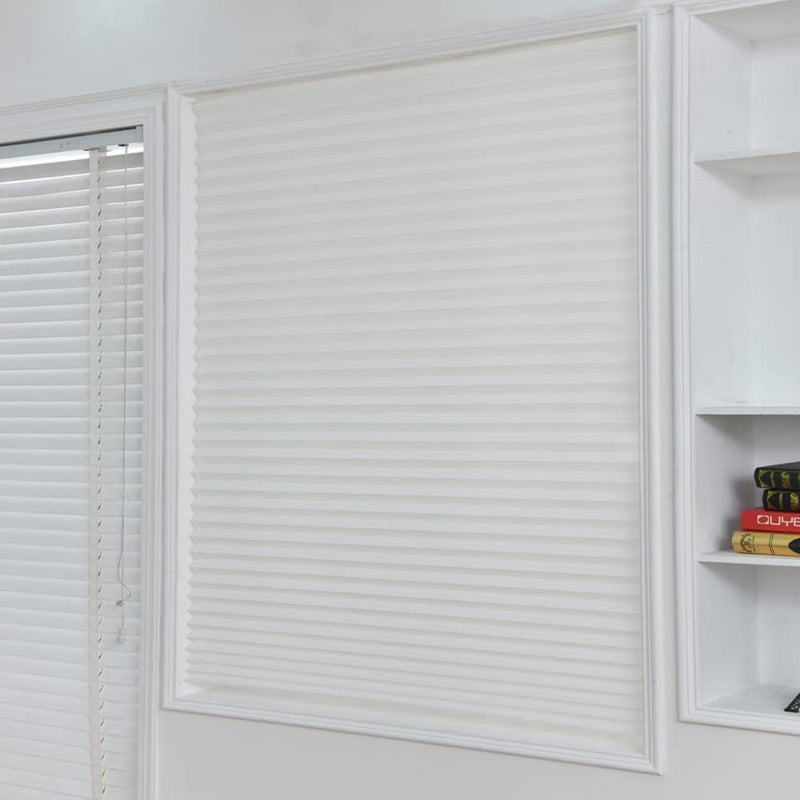 JstDoit Vertical Pleated Temporary Blinds No Drilling Self Adhesive Easy to Install Fits Blinds Window Roller for Bathroom Kitchen Living Room Office (White), 60*150cm - Image 2