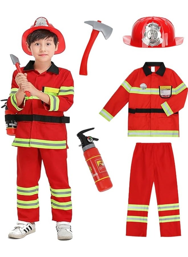 Toy Box Boy's Firefighter Costume Set with Accessories Medium Size 5-6 Years 110-120cm - Image 1
