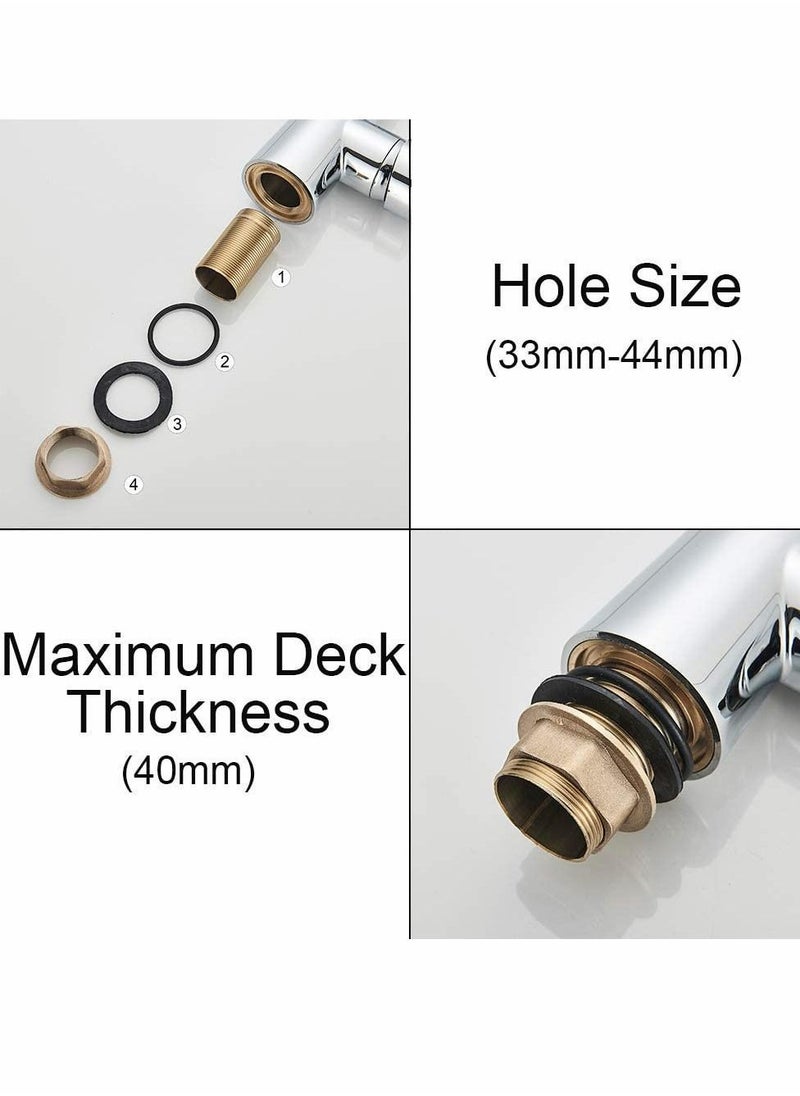 Y&D - LED Kitchen Sink Mixer Tap, Pull Down Spray 360 Degree Rotation Spout, with 3-Colour Temperature Display, Black Hose Single Handle  Water Brass Tap - Image 1