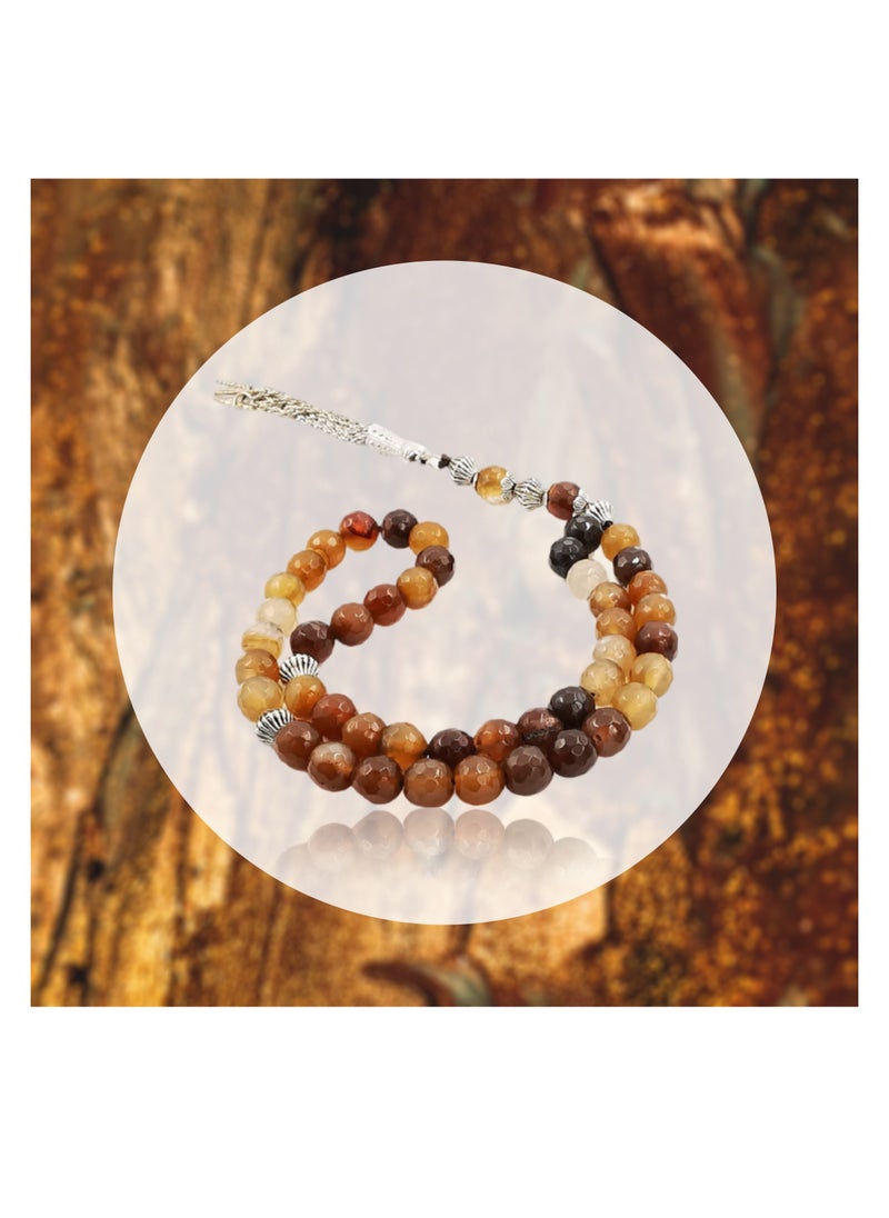 Men's rosary, first-class Brazilian agate - with a steel tassel. A distinctive and unique rosary.