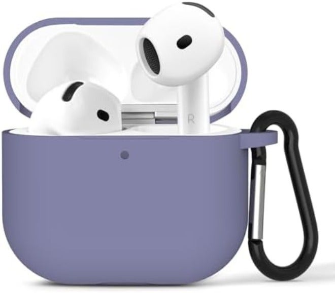 Geekria Silicone Case Cover Compatible with Apple AirPods 4 True Wireless Earbuds, Protective Earphones Skin Cover with Keychain Hook, Charging Port Accessible (White) - Image 1