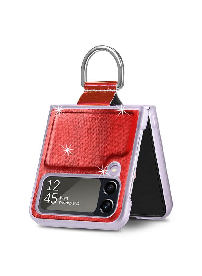 S-TOP Case For Samsung Galaxy Z Flip4 Laser Skin Color Changing PC Phone Case with Ring - Image 3
